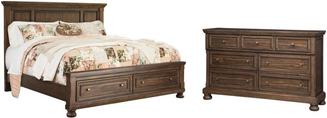 Signature Design by Ashley® Flynnter 2-Piece Medium Brown Queen Panel Storage Bed Set-0