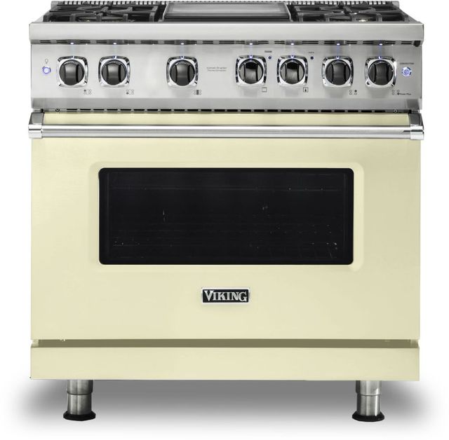 Viking® 5 Series 36" Vanilla Cream Pro Style Dual Fuel Natural Gas Range with 12" Griddle-0