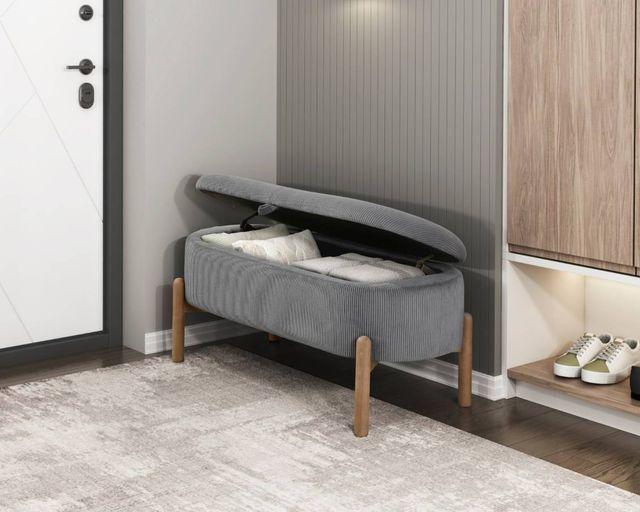 Homelegance® Mavis Gray Lift-Top Storage Bench-1