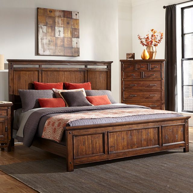Intercon Wolf Creek Vintage Acacia Queen Panel Bed-0