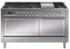 Ilve® Nostalgie II Noblesse 60'' Stainless Steel Pro Style Dual Fuel Range with Chrome Trim-0