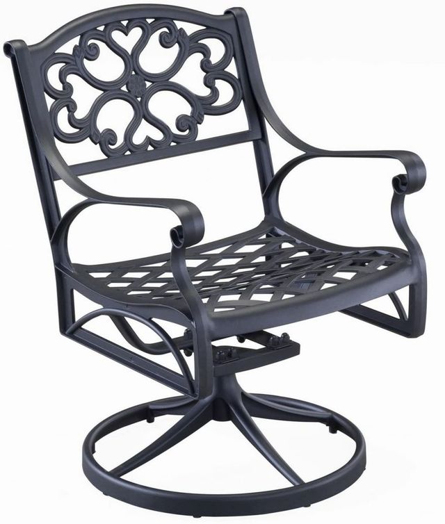 homestyles® Sanibel Black Outdoor Swivel Rocking Chair-0