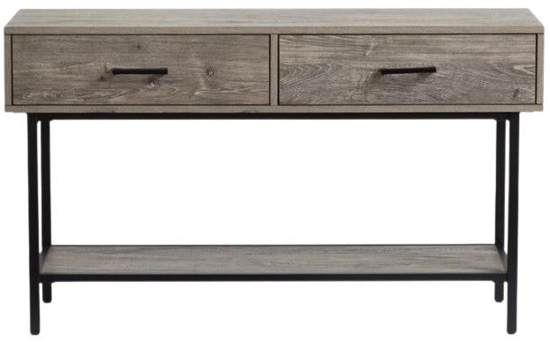 Magnussen Home® Fenwick Whitetail Brown Rectangular Sofa Table with Matte Black Base-1