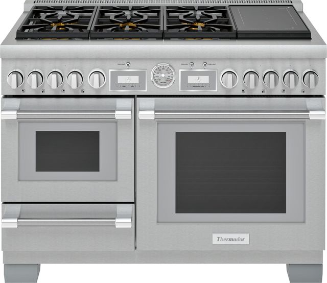 Thermador® Pro Grand® 48" Stainless Steel Pro Style Slide In Dual Fuel Natural Gas Range