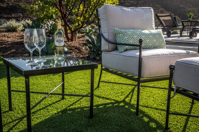 Sunset West Provence Glass Top/Metal Outdoor End Table with Century Pewter Frame-1