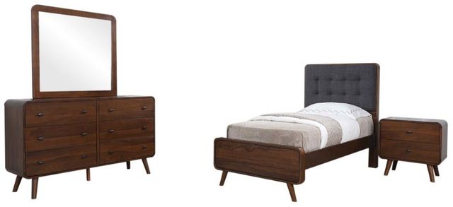 Coaster® Robyn 4-Piece Dark Gray/Dark Walnut Twin Bedroom Set-0