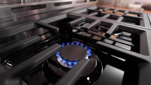 close view of a 36" pro style gas range