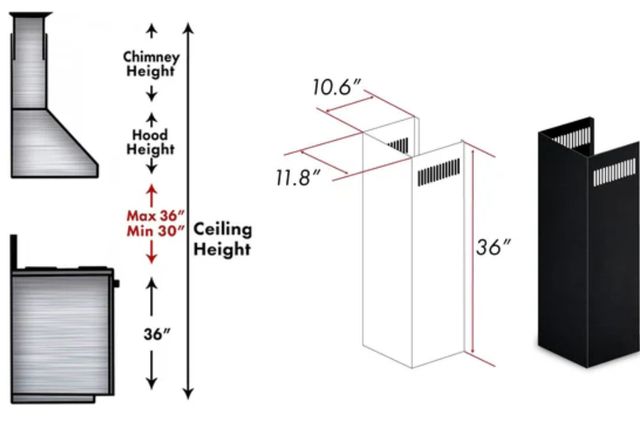ZLINE 36" Black Stainless Steel Chimney Extension -1