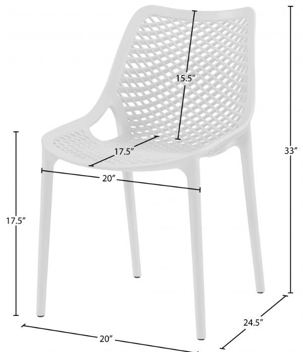 Meridian Furniture Mykonos White Plastic Outdoor Patio Dining Side Chair-4