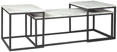 front view of the Signature Design by Ashley® Donnesta 3-Piece White Occasional Table Set