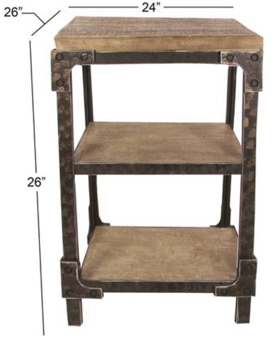 Deco Marche Brown End Table with Black Base-2
