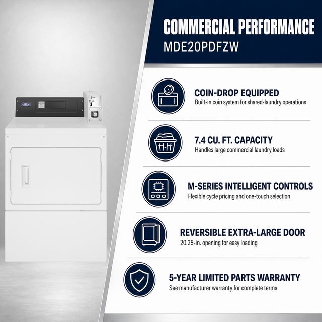 Maytag Commercial 7.4 Cu. Ft. Coin-Drop Electric Dryer - White-3