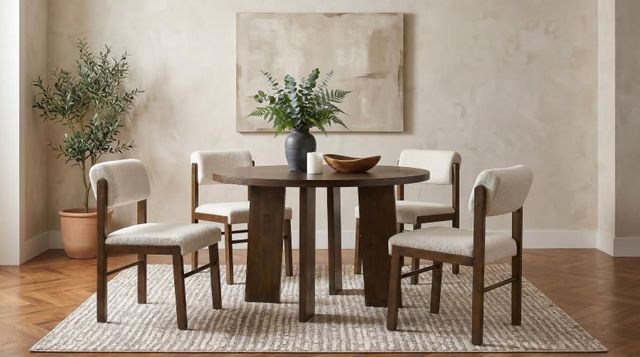 Coaster® Strouse 5-Piece Cream/Walnut Dining Table Set-1