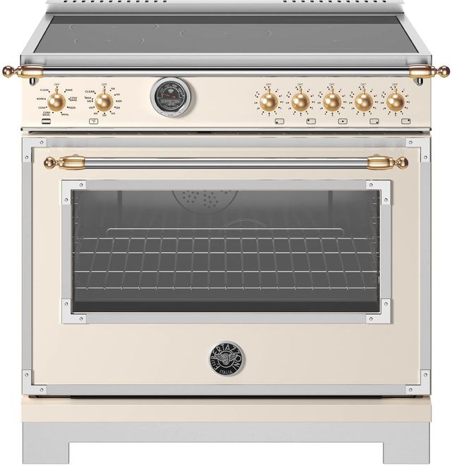 Bertazzoni Heritage Series 36" Fingerprint Resistant Avorio Pro Style Induction Range with Gold Accents-0