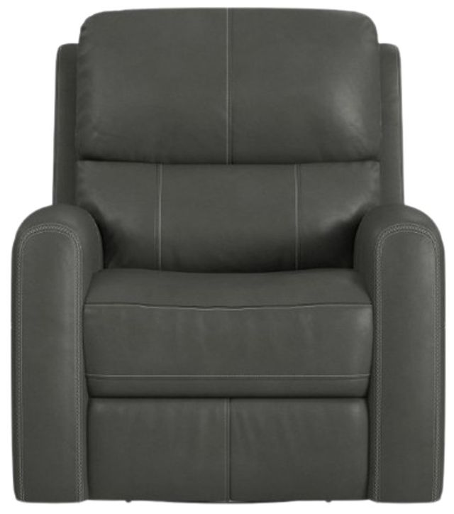 Flexsteel® Linden Charcoal Leather Power Swivel Gliding Recliner with Power Headrest, Lumbar, Heat and Massage-3