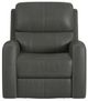 Flexsteel® Linden Charcoal Power Swivel Gliding Recliner with Power Headrest, Lumbar, Heat and Massage-2
