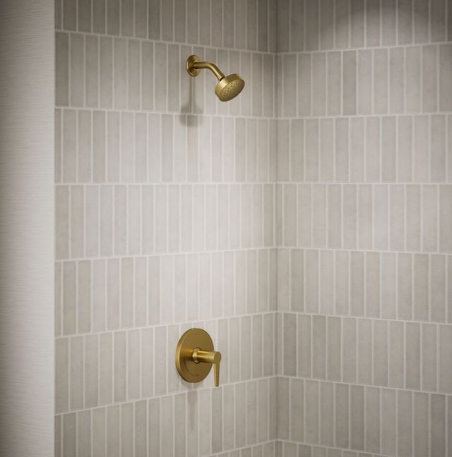 KOHLER® Pitch® Rite-Temp® Vibrant Brushed Moderne Brass 1.75 GPM Shower Trim Kit-1