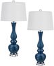 Cal® Lighting & Accessories Candlestick 2-Piece Antique Blue Luster/Clear Table Lamp Set-0