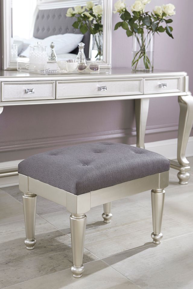 Signature Design by Ashley® Coralayne Silver Upholstered Stool-1