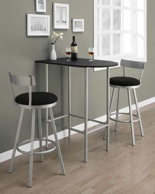 Monarch Specialties Inc. 24"X 36" Black Top Pub Table with Silver Metal Frame-3