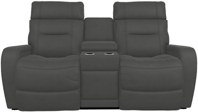 La-Z-Boy® Baron Blue Grey Leather Power Wall Reclining Loveseat with Console, Headrest and Lumbar-1