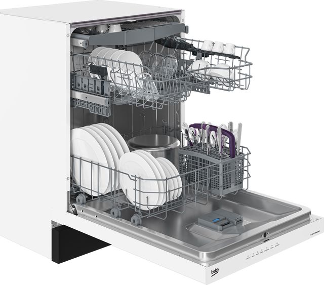 Beko 24" White Front Control Built In Dishwasher-2