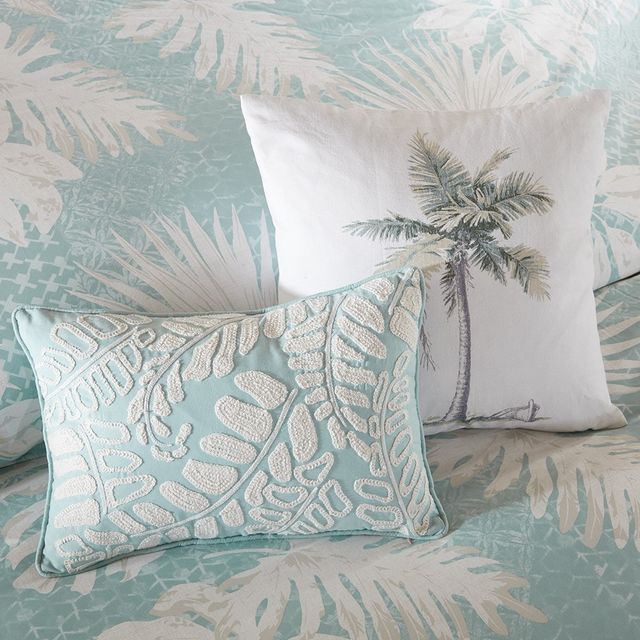 Olliix by Harbor House 5 Piece Blue King/California King Palm Grove Cotton Printed Duvet Cover Set-4
