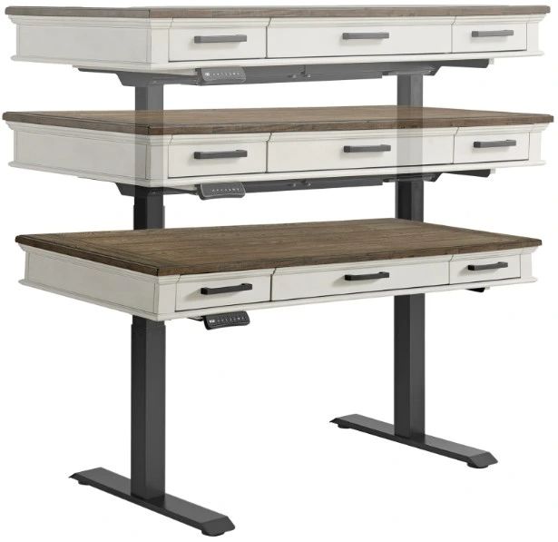 Intercon Drake French Oak/Rustic Gray Lift Desk-2