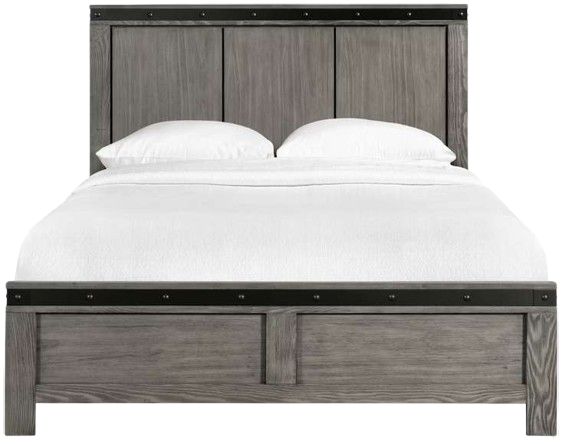 Elements International Wide 4-Piece Gray King Panel Bedroom Set-1