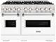 ZLINE Classic Series 48" Satin Stainless Steel Pro Style Dual Fuel Range with White Matte Door-0