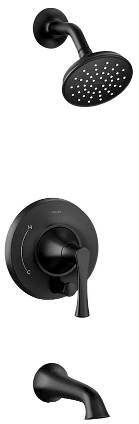 KOHLER® Buckley™ Rite-Temp® Matte Black 1.5 GPM Bath and Shower Trim Kit with Push-Button Diverter-0