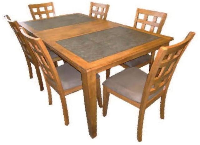 Allwood Furniture Group #96 Medium Varnish Oak 7 Piece Dining Set-0