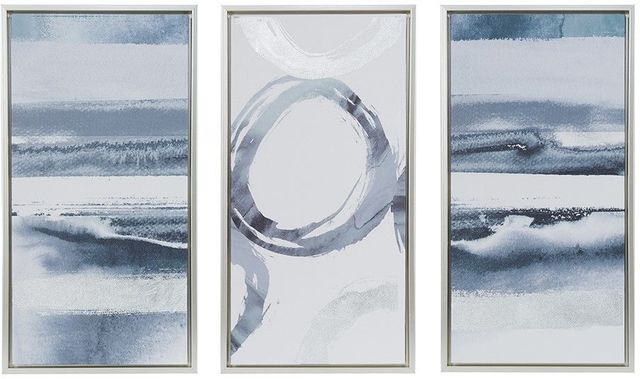 Olliix by Madison Park Grey Set of 3 Grey Surrounding Printed Frame Canvas with Gel Coat and Silver Foil-0