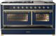 Ilve® Majestic III 60" Midnight Blue Pro Style Dual Fuel Natural Gas Range with Triple Glass Door and Brass Trim-1