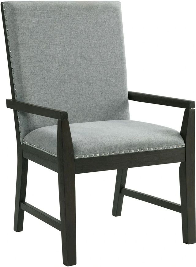 Elements International Donavan Dark/Gray Upholstered Dining Arm Chair-0