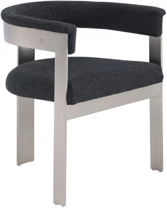 Meridian Furniture Romeo Black/Chrome Boucle Upholstered Dining Chair-0