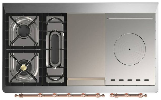 Ilve® Majestic III 48" Stainless Steel Pro Style Dual Fuel Natural Gas Range with Triple Glass Door and Copper Trim-2
