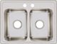 Elkay Lustertone® Classic Lustrous Satin 25" x 19-1/2" x 7-5/8" 2-Hole Equal Double Bowl Drop-In Sink-1