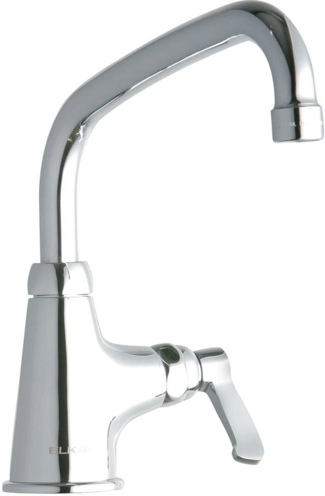 Elkay Chrome Single Hole Single Control Faucet with 8" Arc Tube Spout and 2" Lever Handle-0