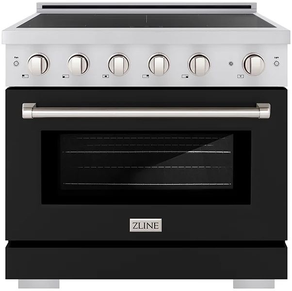 ZLINE Autograph Edition Paramount 36" Stainless Steel Pro Style Induction Range with Black Matte Door-0