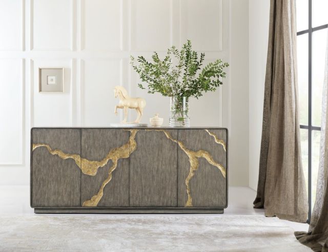 Hooker® Furniture Melange Fissured Dark Oak Entertainment Credenza-1