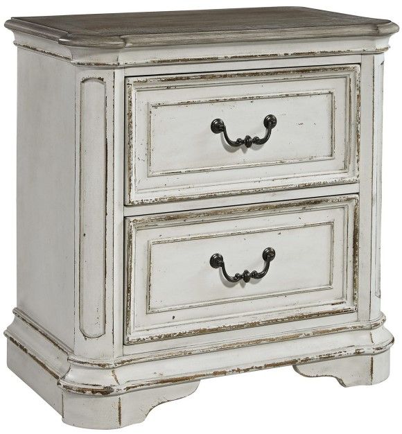 Liberty Furniture Magnolia Manor Antique White/Weathered Bark 28" Nightstand-0
