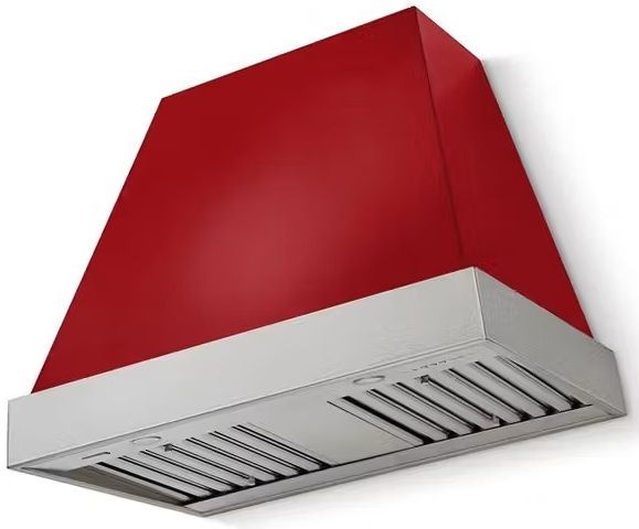 AGA Euclid 36" Piccadilly Red Wall Mounted Range Hood  with Polished Chrome Trim-0