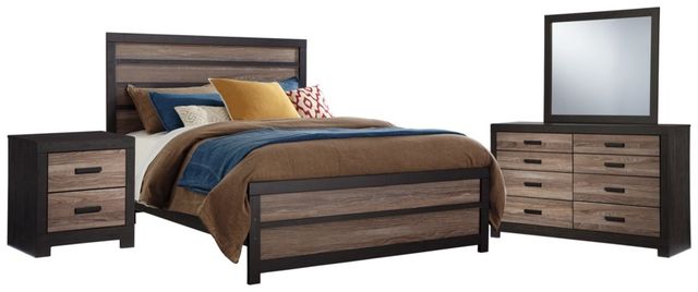 Signature Design by Ashley® Harlinton 4-Piece Charcoal/Warm Gray Queen Panel Bed Set-0