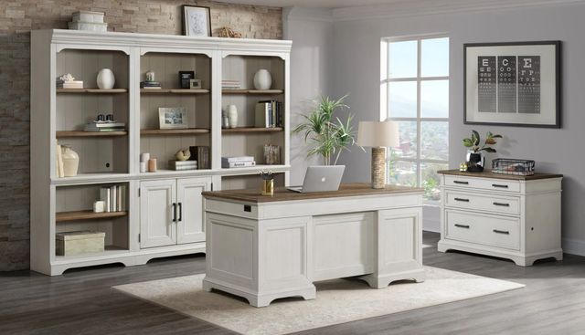Intercon Drake French Oak/Rustic Gray Bunching Bookcase with Door-1