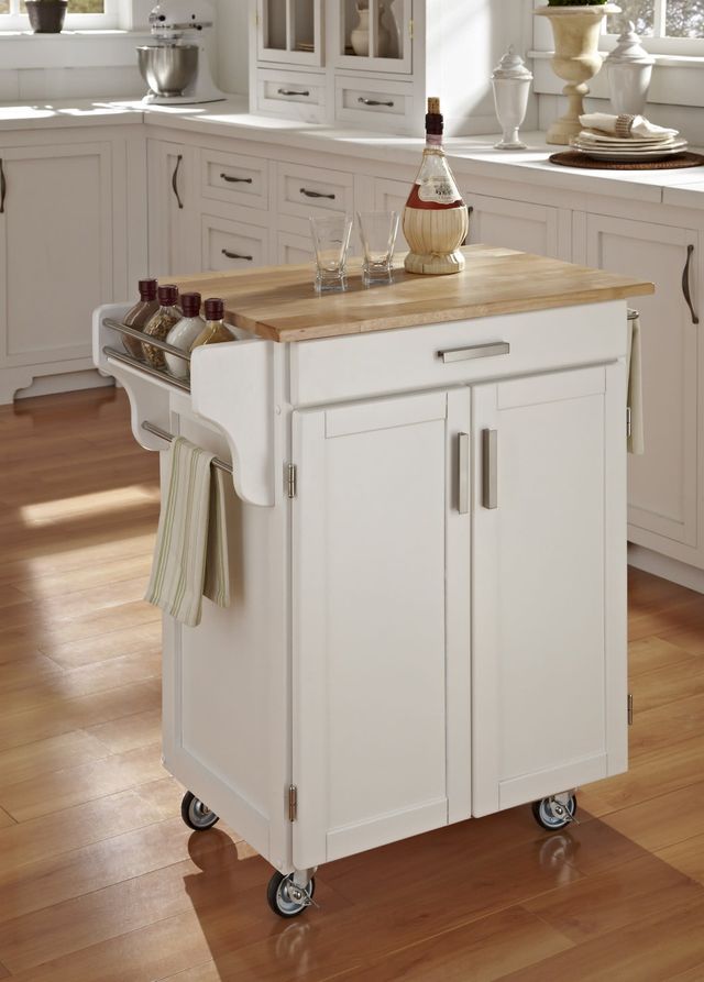 homestyles® Cuisine Cart Natural Wood/White Kitchen Cart-2