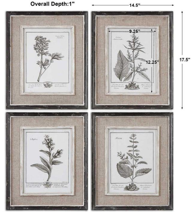 Uttermost® 4-Piece Casual Gray Study Framed Prints Set-2