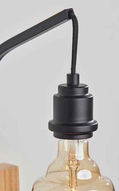 Adesso® Wren Black/Natural Wall Lamp-2