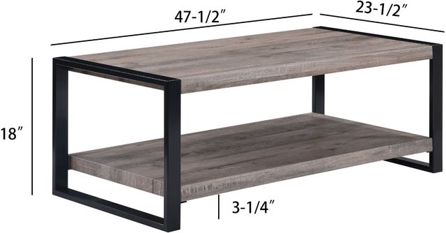 Crown Mark Mildred Gray Coffee Table with Black Frame-2