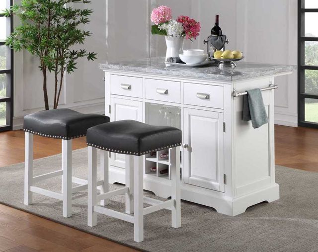 Steve Silver Co. Zermatt Black/Ivory Backless Counter Stool-1
